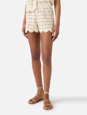 Shorts Meave in crochet con paillettes<BR/> MEA002 01719L MC2 SAINT BARTH 