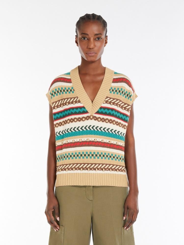Gilet donna in filato di cotone jacquard VICINO 001 WEEKEND 