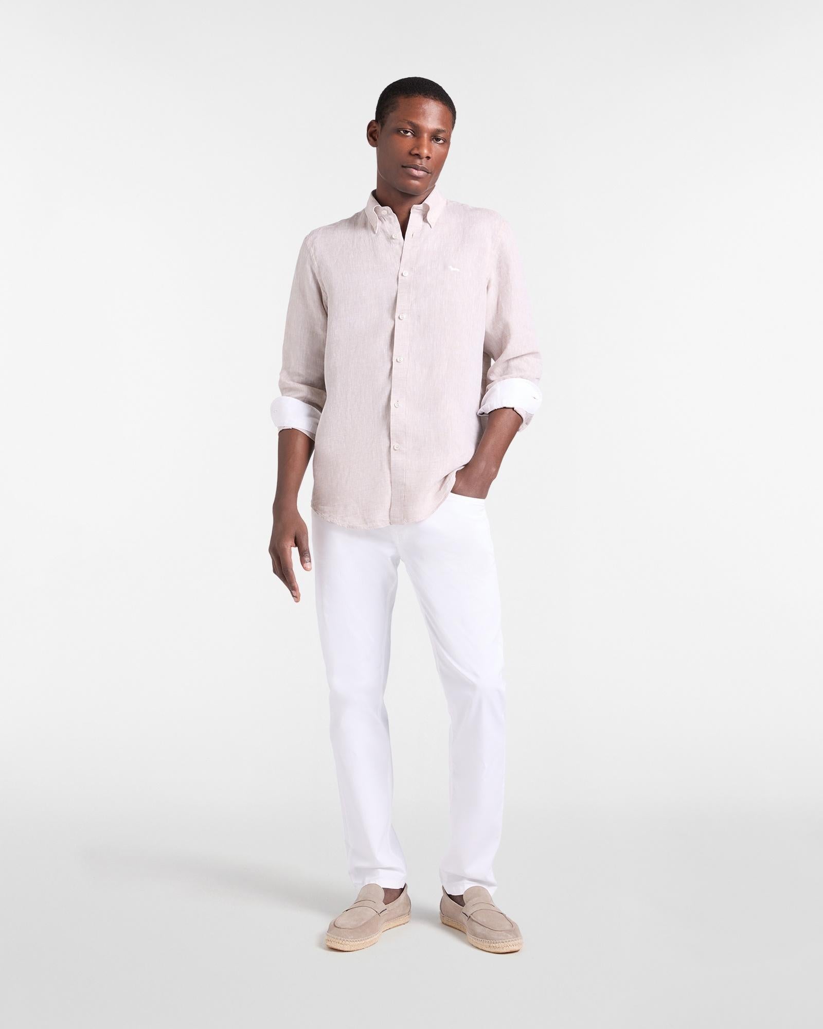 Camicia in puro lino regular fit<BR/> CRQ014010883B 201 HARMONT & BLAINE 