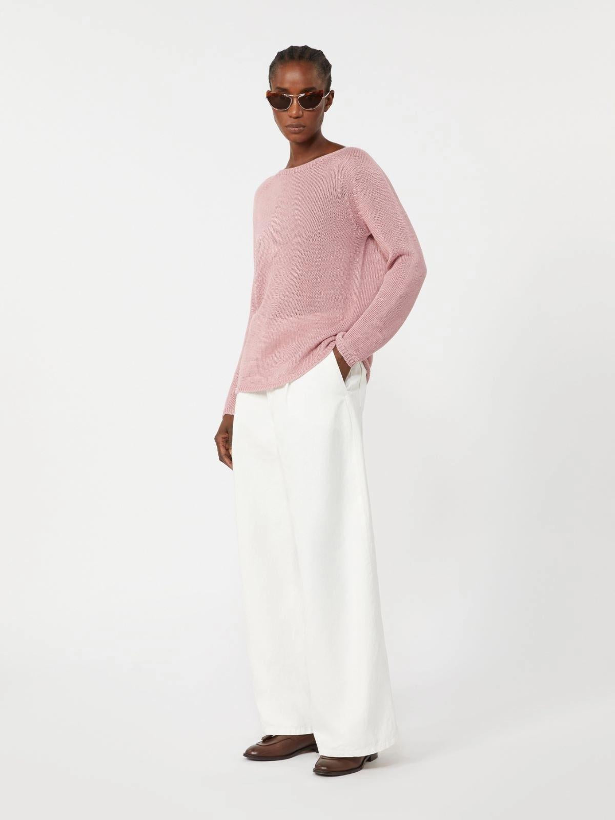 Maglia basic in filato di lino - Rosa antico SMMGIOLINO 008 S MAX MARA 