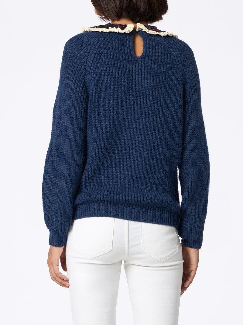 Maglione donna misto lana con bavero