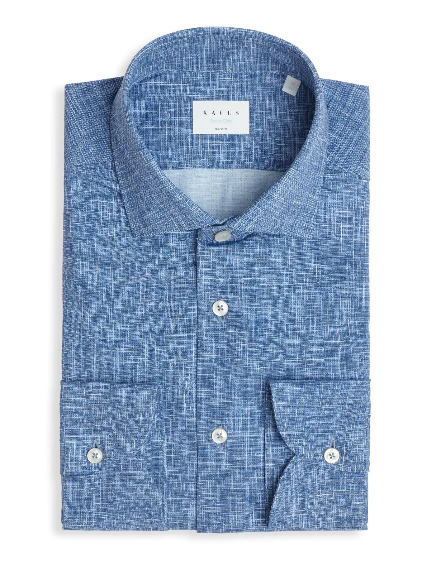 Camicia Collo francese piccolo Fantasia Armaturato Blu