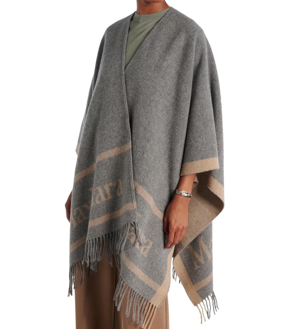 Poncho in lana tinto filo con logo jacquard HILDESTD 003 MAX MARA STUDIO 