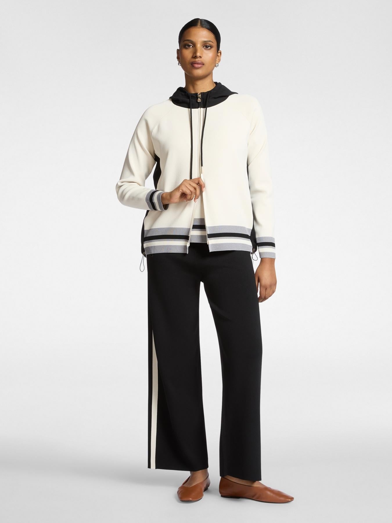 Cardigan misto viscosa con cappuccio e zip<BR/> M547Z000688N B1 ELENA MIRO 