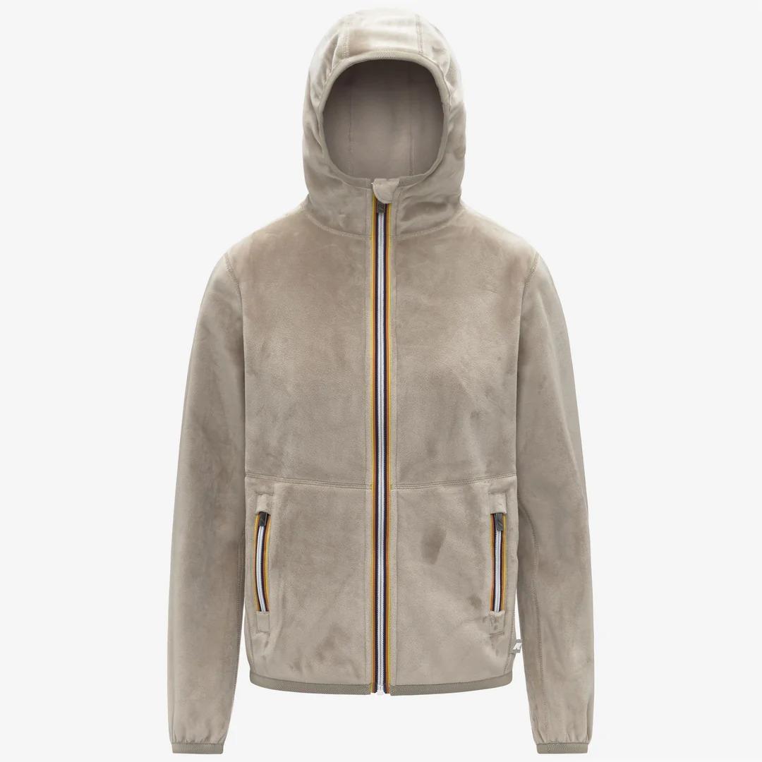 LILY VELOUR POLAR REVERSIBLE<BR/>BEIGE CASHMERE-BEIGE CASHMERE<BR/>Giacca reversibile in pile beige con cappuccio da donna in cashmere K8138NW BB1 K-WAY 