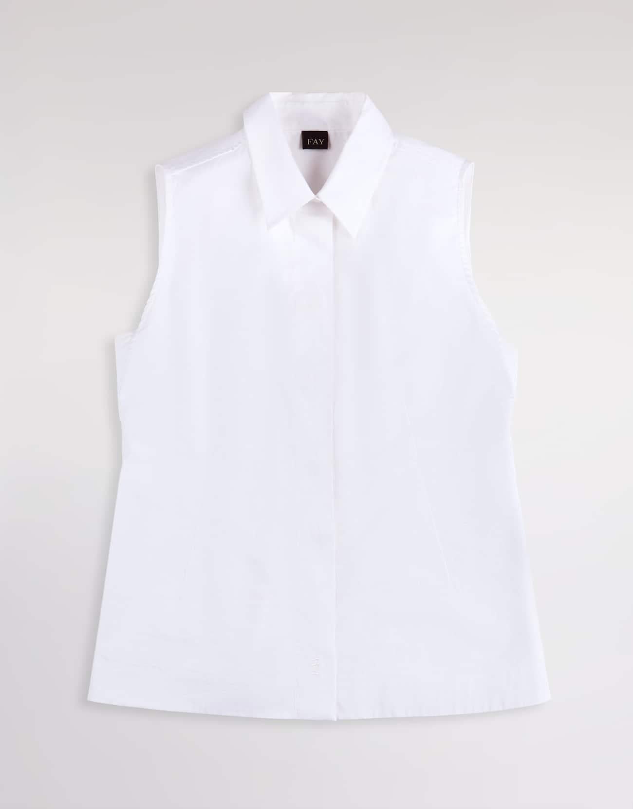 Camicia Smanicata Regular Fit in Popeline Stretch<BR/> NCWA452575SZGR B001 FAY 