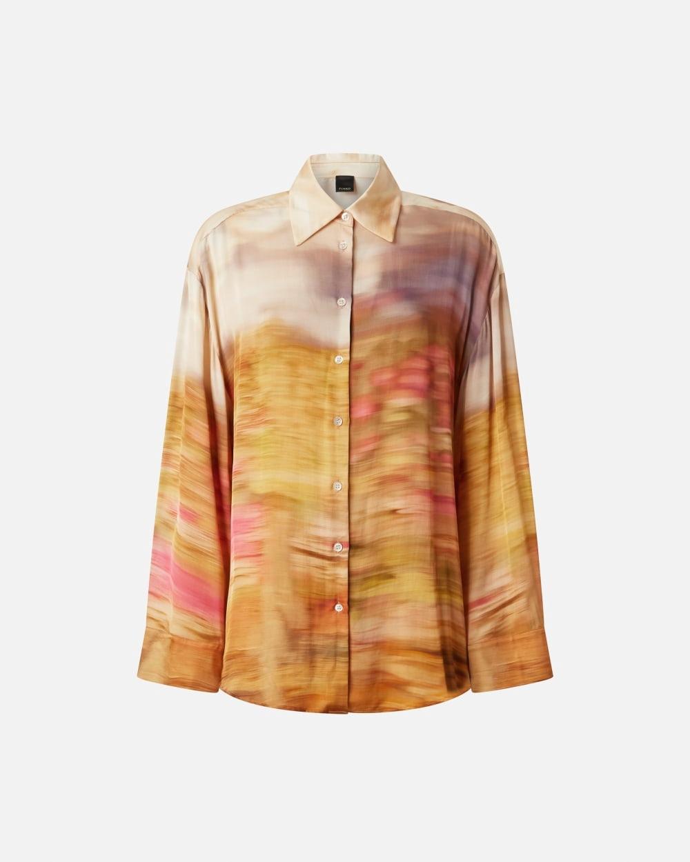 Camicia in satin con stampa paesaggio