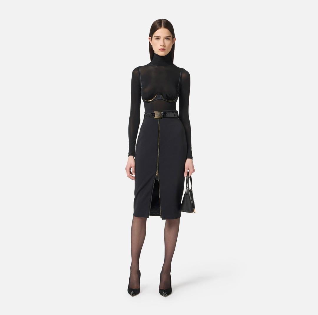 Gonna in crêpe leggero con zip GO13456E2 110 ELISABETTA FRANCHI 