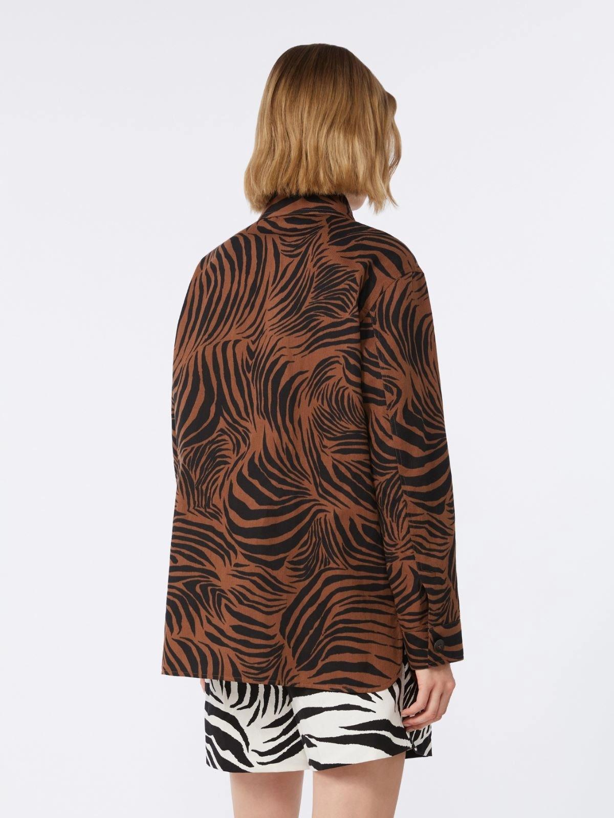 Camicia in cotone e lino stampato - Marrone<BR/> MSTPANINO 002 MAX MARA STUDIO 