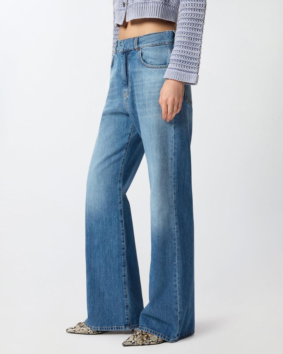 Wanda Jeans wide leg con scoloriture<BR/> 101733A323 PJO PINKO 