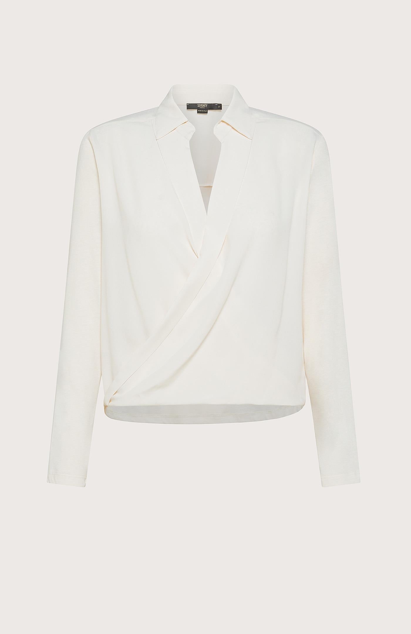 Women's shirt in mixed cotton and silk crossed