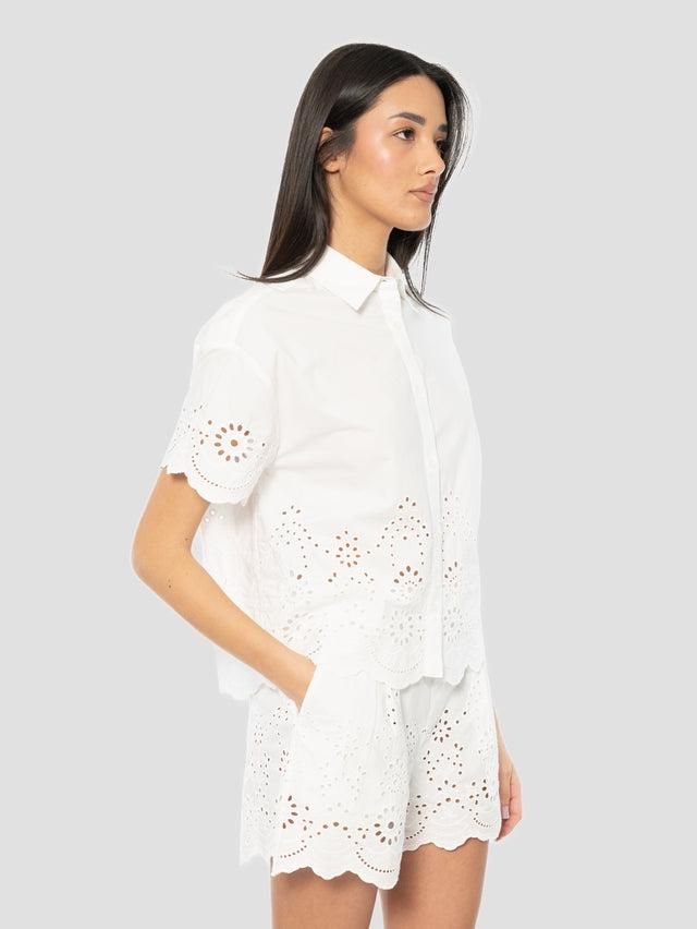 Camicia "Clementine" Saint Barth bianco con inserti in pizzo tono su tono CEM0001 01315L MC2 SAINT BARTH 