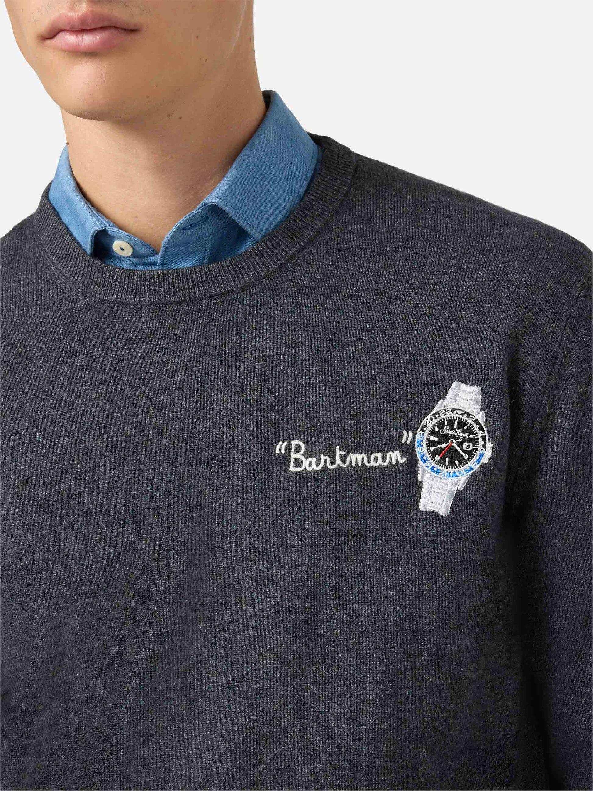 Maglione a girocollo Heron Light con ricamo Bartman HER0024 03128I MC2 SAINT BARTH 