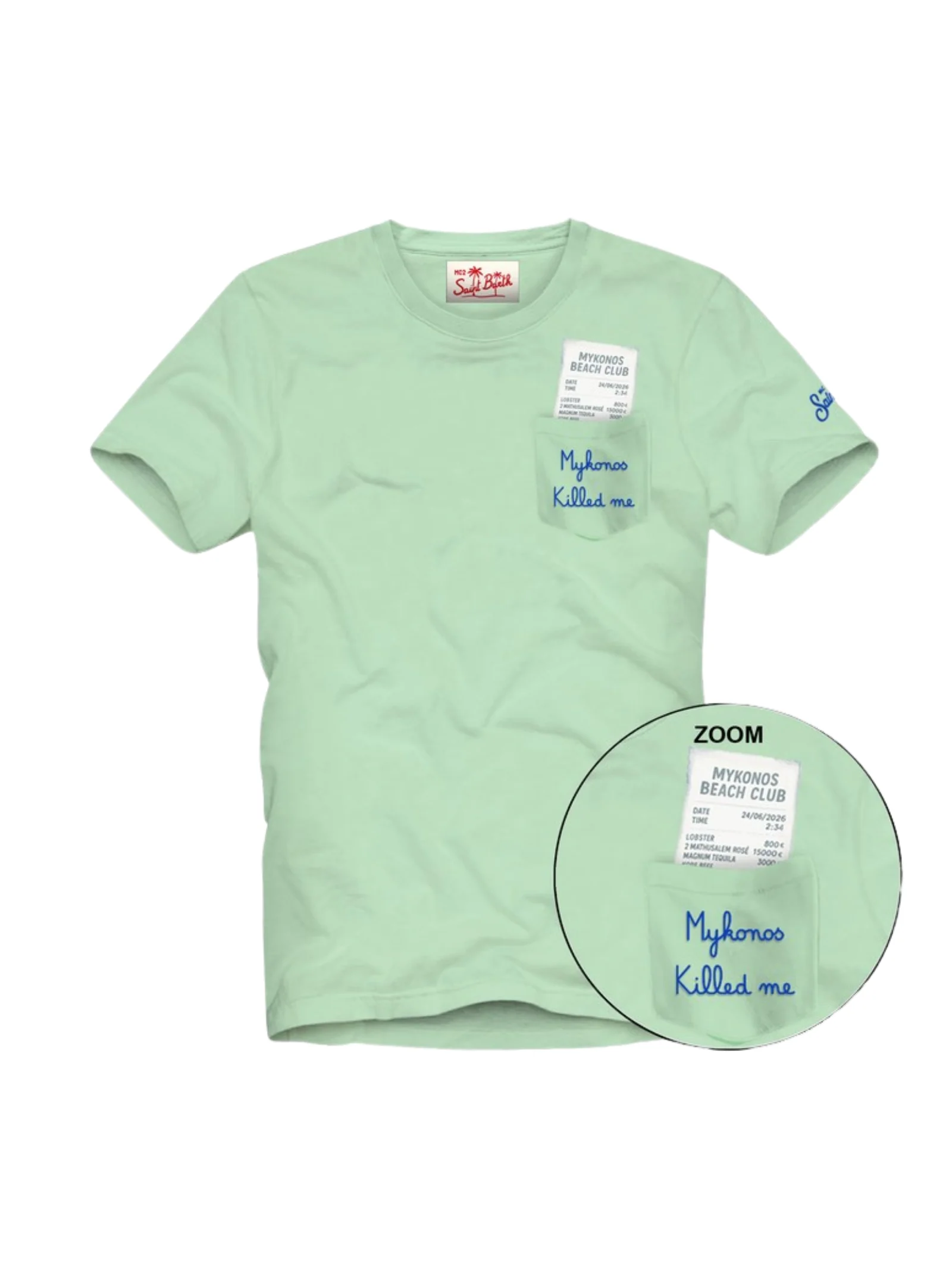 T-Shirt "55 emb" Saint Barth verde con stampa "Mykonos Killed me" AUS0001 01604L MC2 SAINT BARTH 