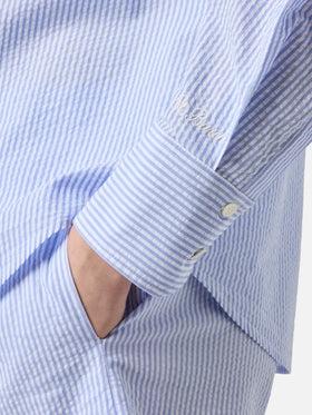 Camicia Cristal in seersucker a righe azzurre con ricami<BR/> CYS0001 00702L MC2 SAINT BARTH 