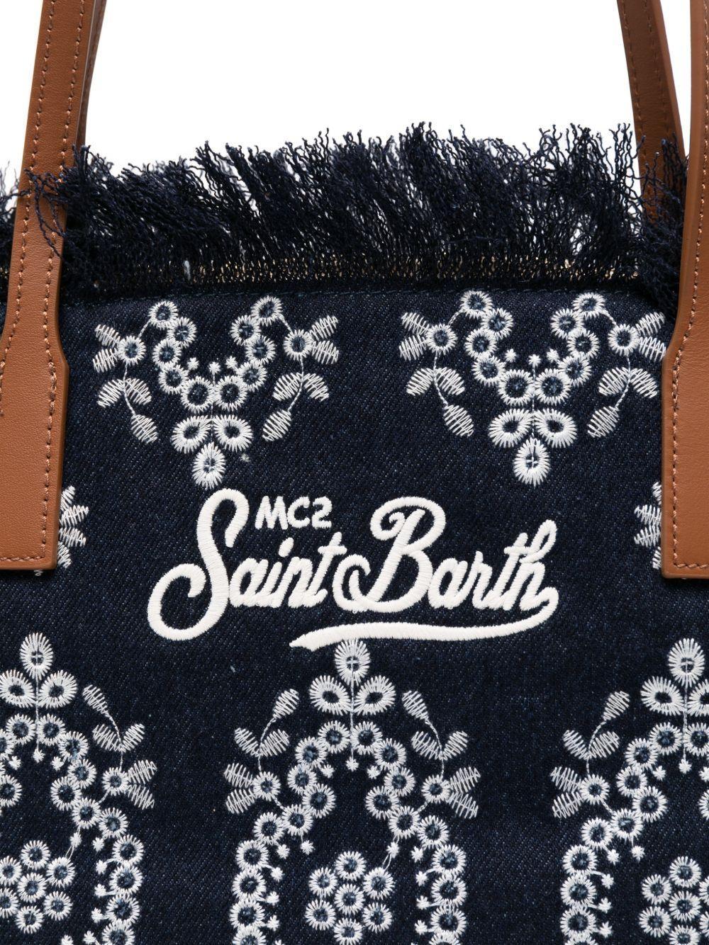 Borsa tote in denim con bordi sfrangiati<BR/> CBMF001 01773L MC2 SAINT BARTH 
