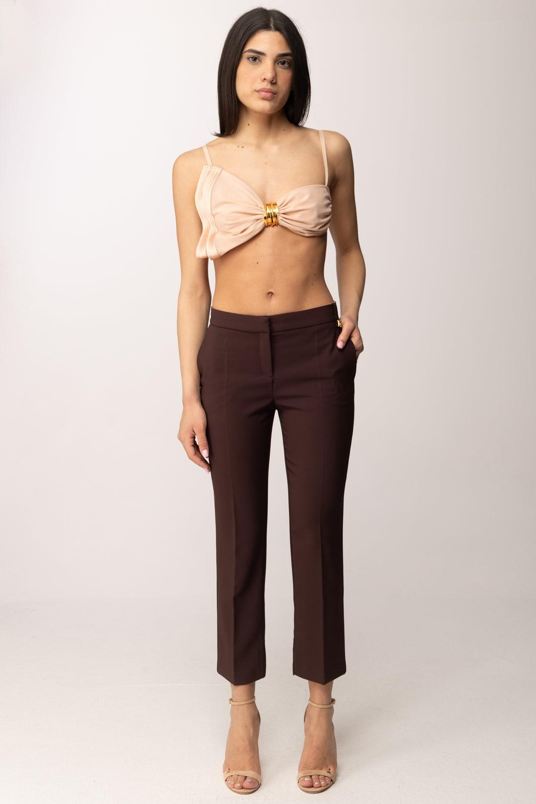 Pantaloni in crêpe leggero con logo charm PA16661E2 644 ELISABETTA FRANCHI 