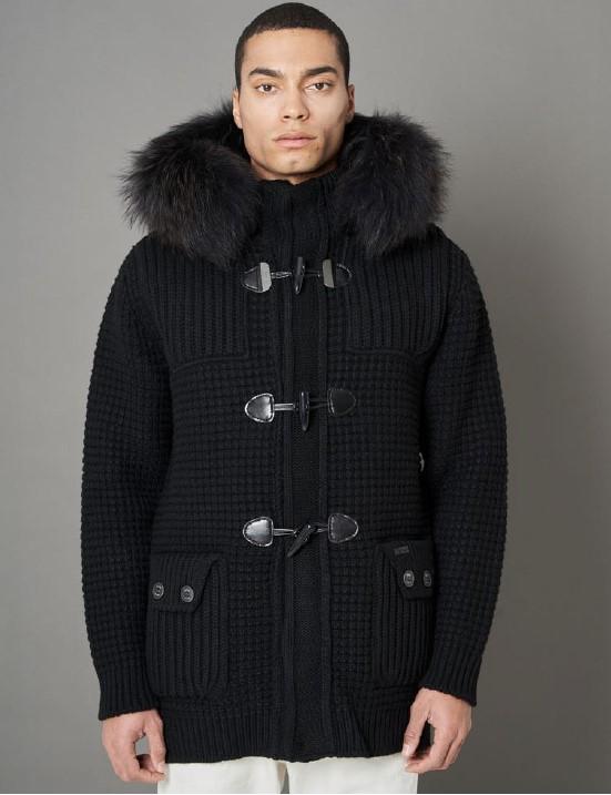 GIUBBOTTO UOMO BARK SHORT DUFFLE COAT W/MOURMASKY NERO 53B8001/C BLACK BARK 