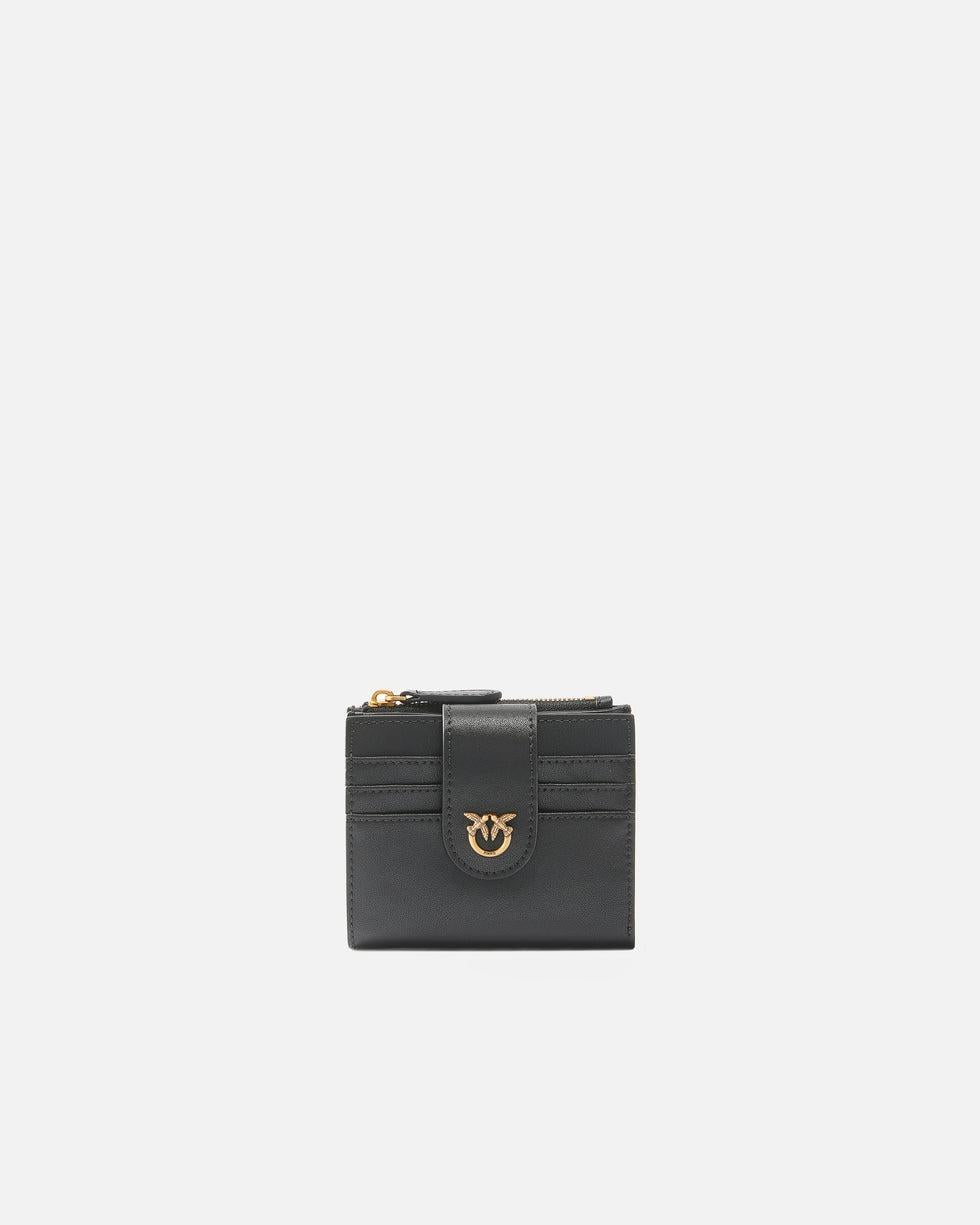 Portafoglio piccolo in pelle liscia con logo<BR/> 103610A0F1 Z99Q PINKO 