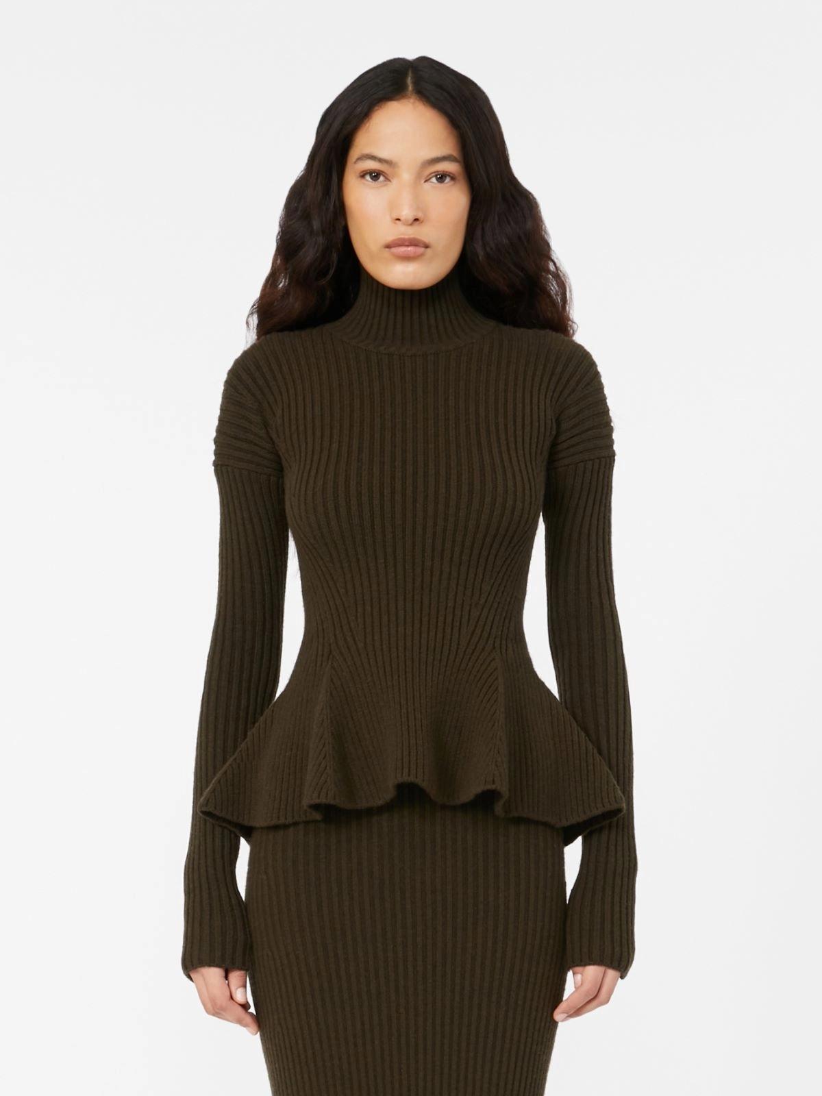 Dolcevita a peplo in lana e cachemire - Verde muschio<BR/> BOLSENA1234 006 MAX MARA 