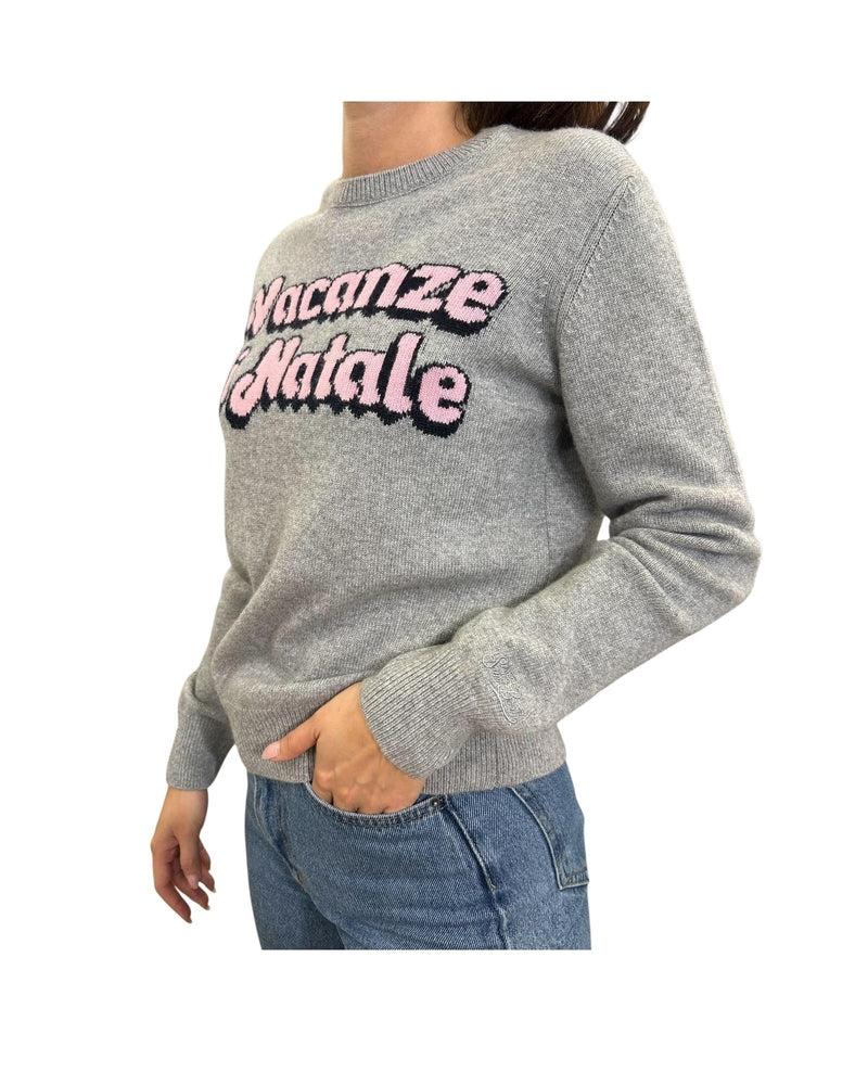 Maglione New Queen in misto cashmere grigio con jacquard Vacanze di Natale QUE0010 02228I MC2 SAINT BARTH 