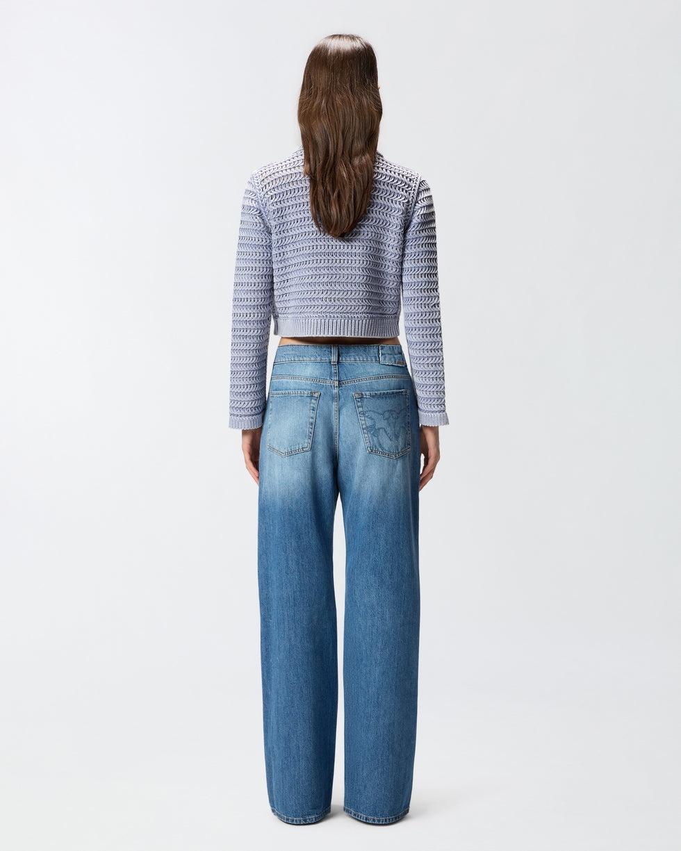 Wanda Jeans wide leg con scoloriture<BR/> 101733A323 PJO PINKO 