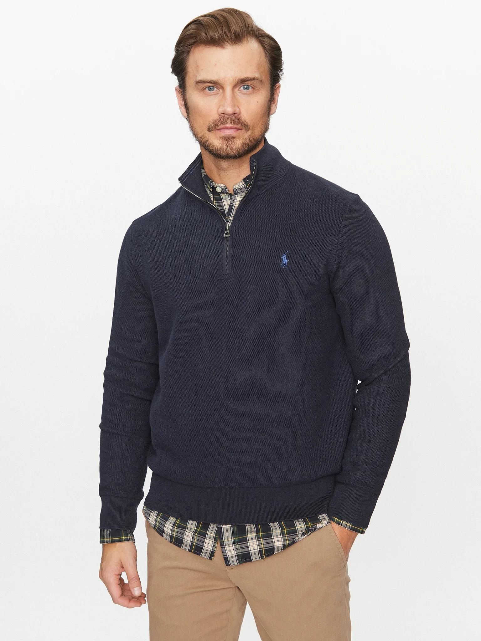 Maglia uomo in cotone colletto con zip