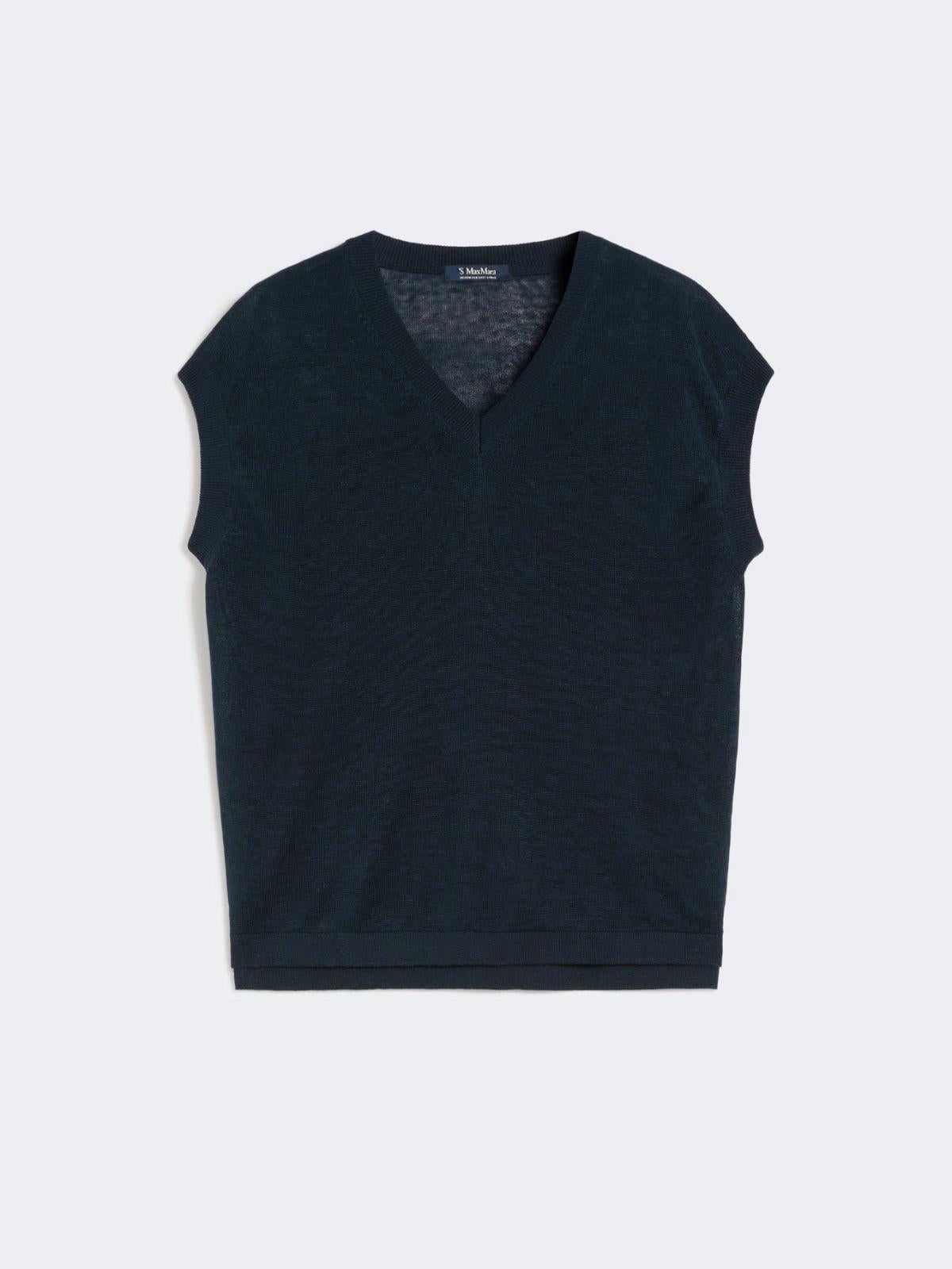 Gilet in filato di lino - Blu<BR/> SMMGHIANDA 003 S MAX MARA 2 
