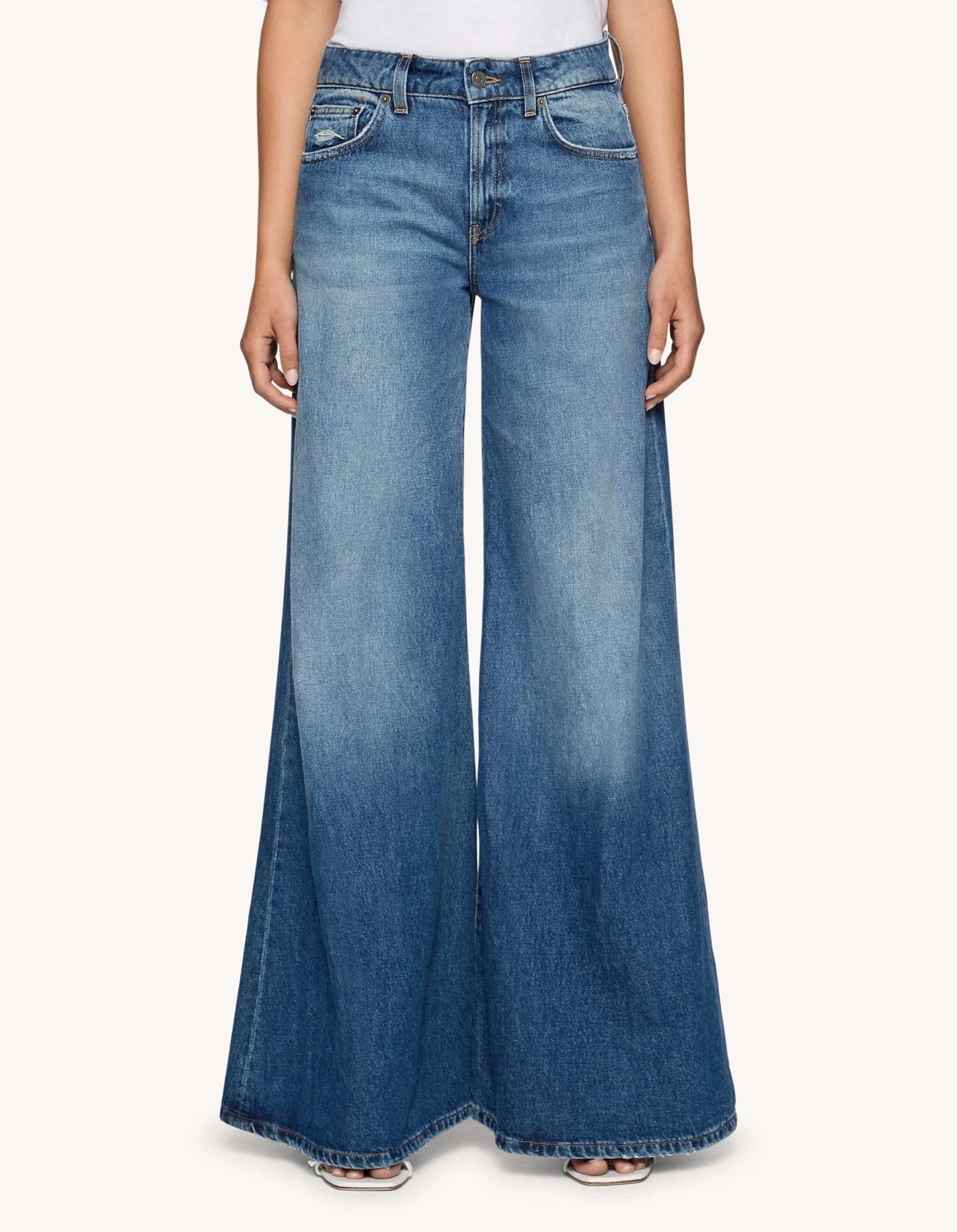 Jeans Marlen wide leg in denim fisso