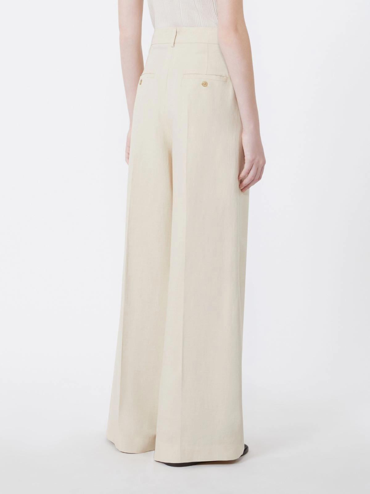 Pantalone wide leg in viscosa e lino - BEIGE<BR/> WKDVELIERO 004 WEEKEND 