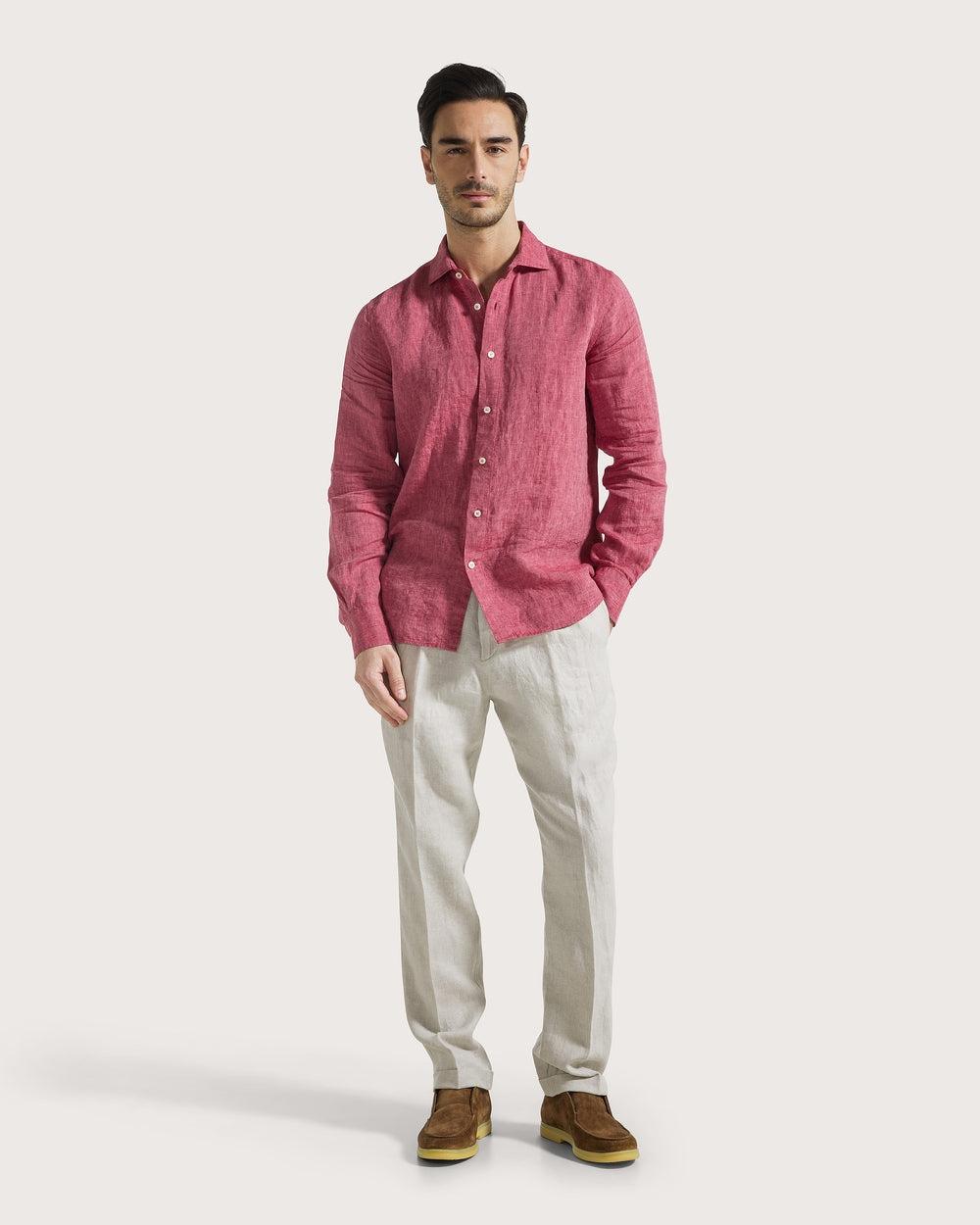 Camicia in lino tinto filo<BR/> CA0320300058 451 SEVENTY 