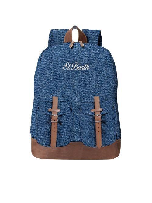 Zaino in denim "Cody Cotton" Saint Barth blu con inserti marroni<BR/> COD0010 00436L MC2 SAINT BARTH 