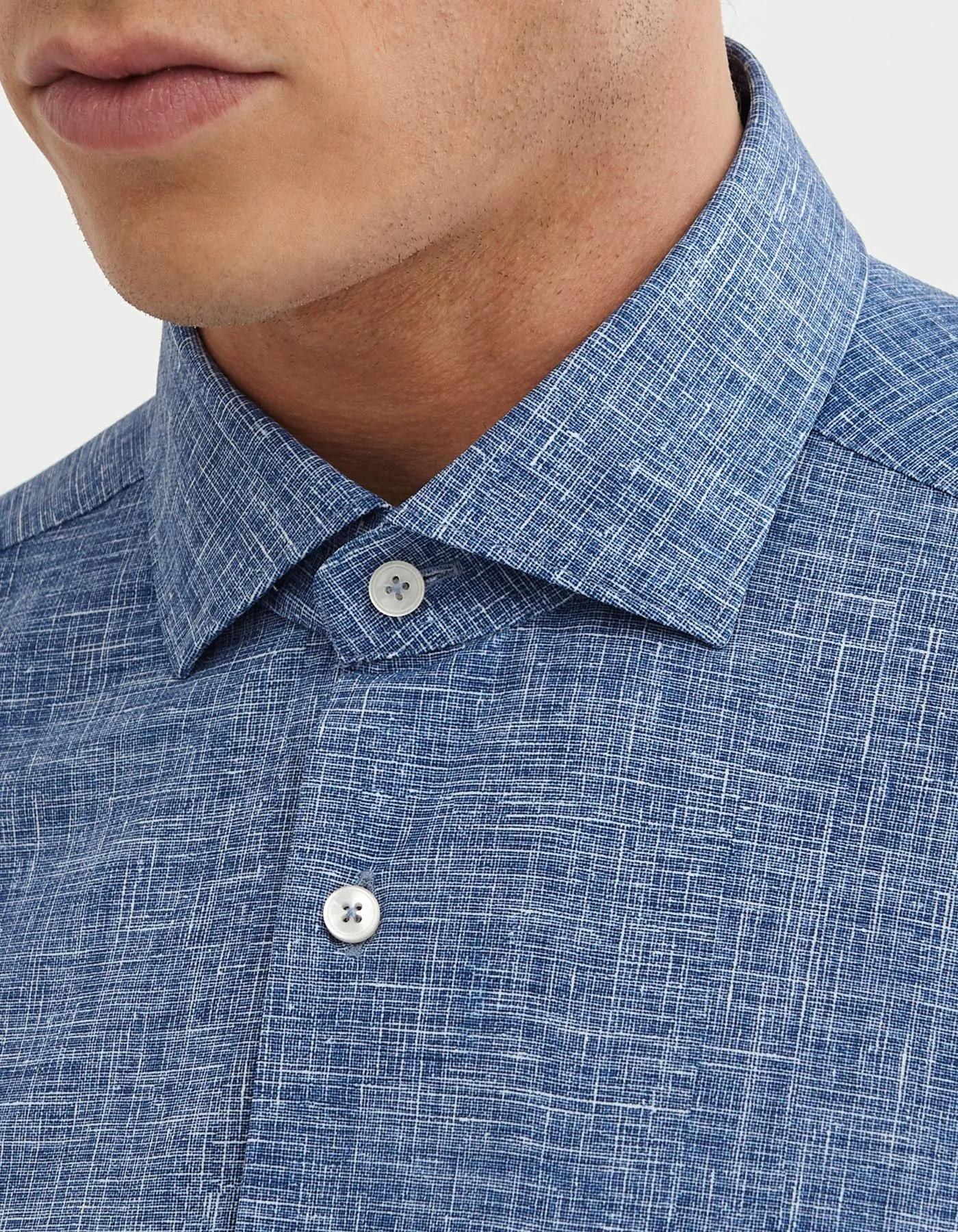 Camicia Collo francese piccolo Fantasia Armaturato Blu