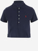 Polo corta in cotone stretch con logo