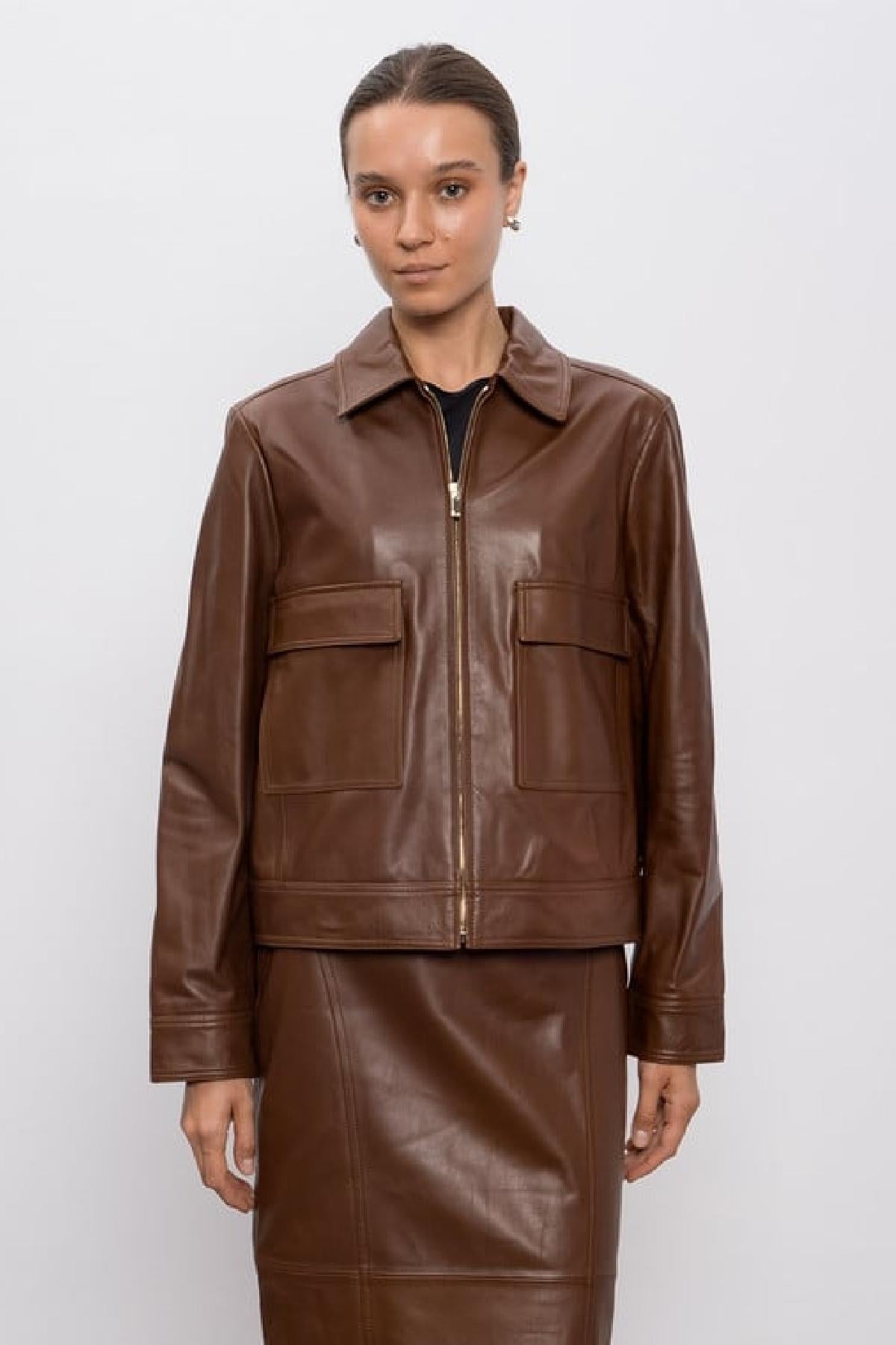 Giacca Nepet In Pelle Marrone NEPET 002 MAX MARA STUDIO 