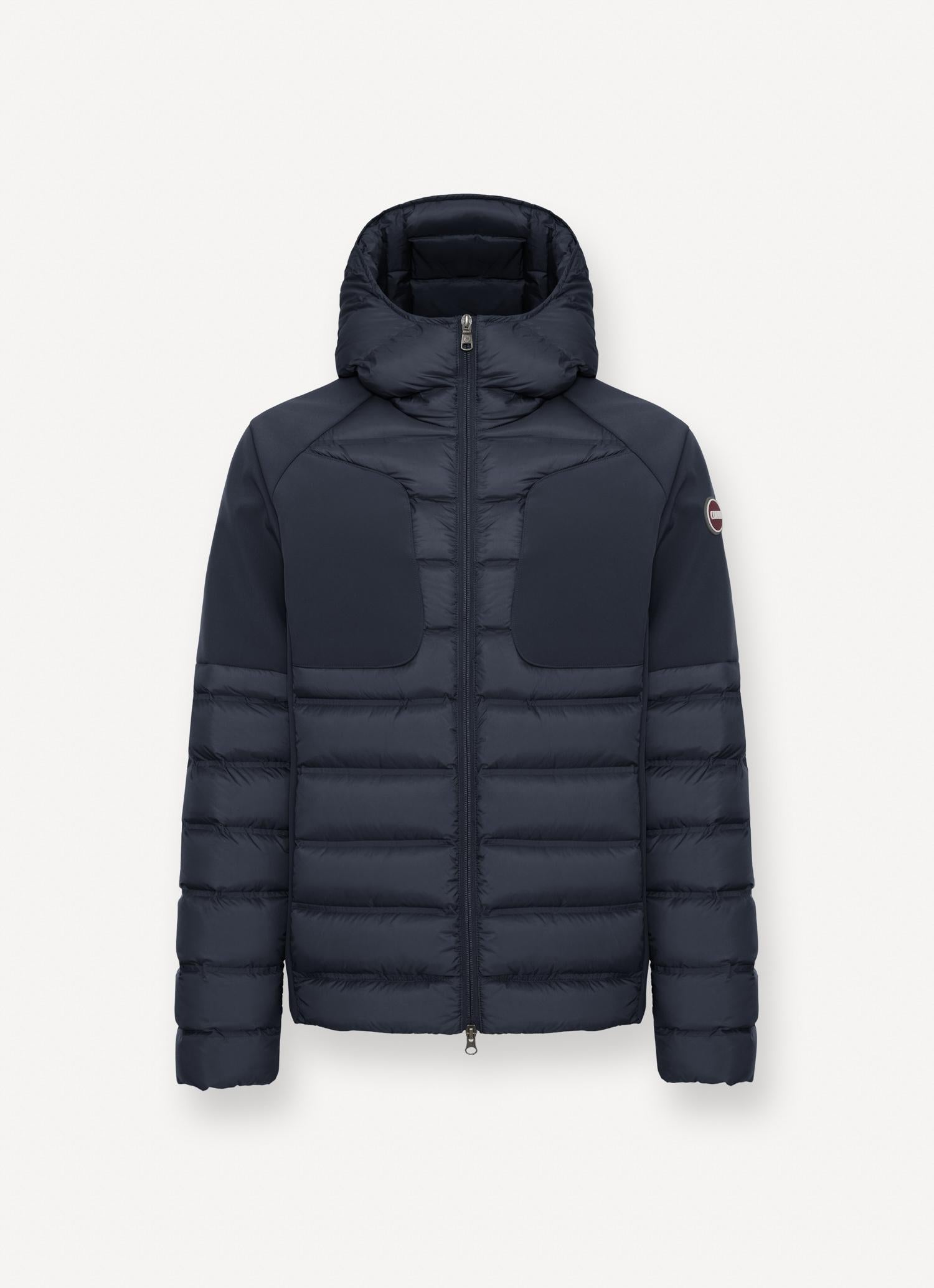 Men's double fabric down jacket with hood
