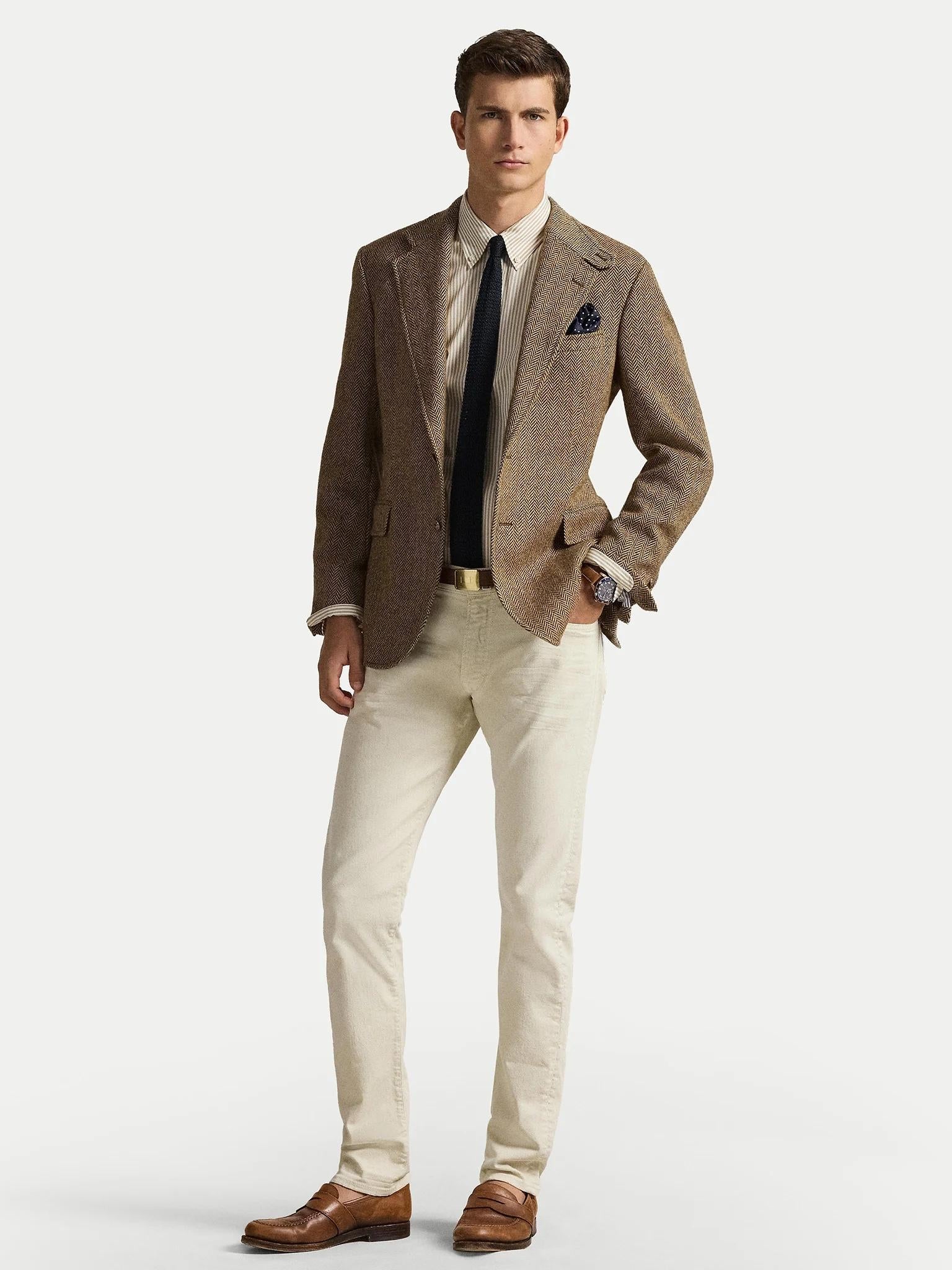 Camicia fantasia a righe in cotone elasticizzato 710929344 500 RALPH LAUREN 
