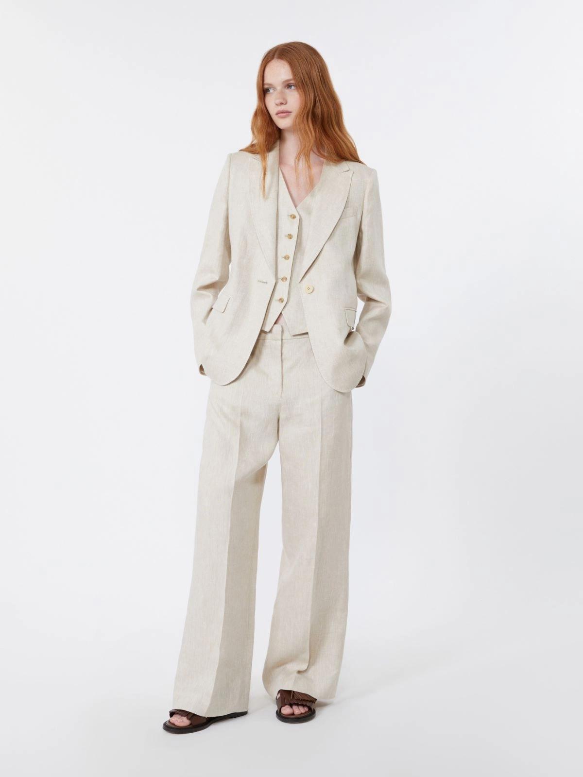 Gilet in canvas di lino - ECRU<BR/> WKDPACE 023 WEEKEND 