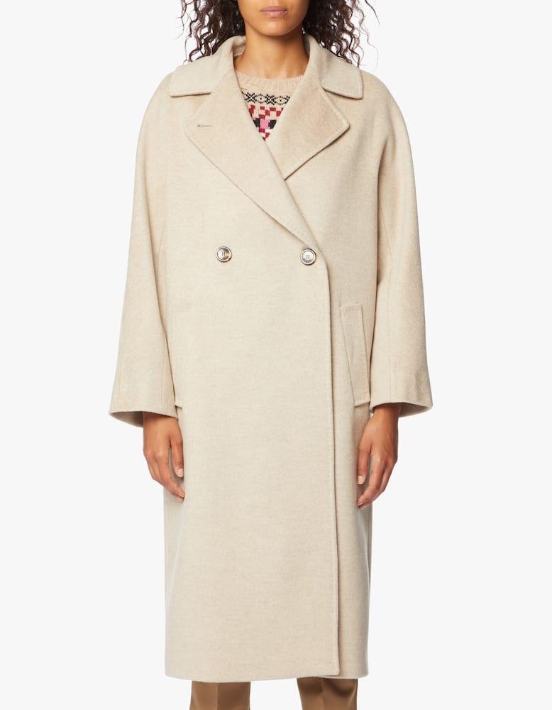 Cappotto midi doppiopetto in lana beige RESINA 002 WEEKEND 