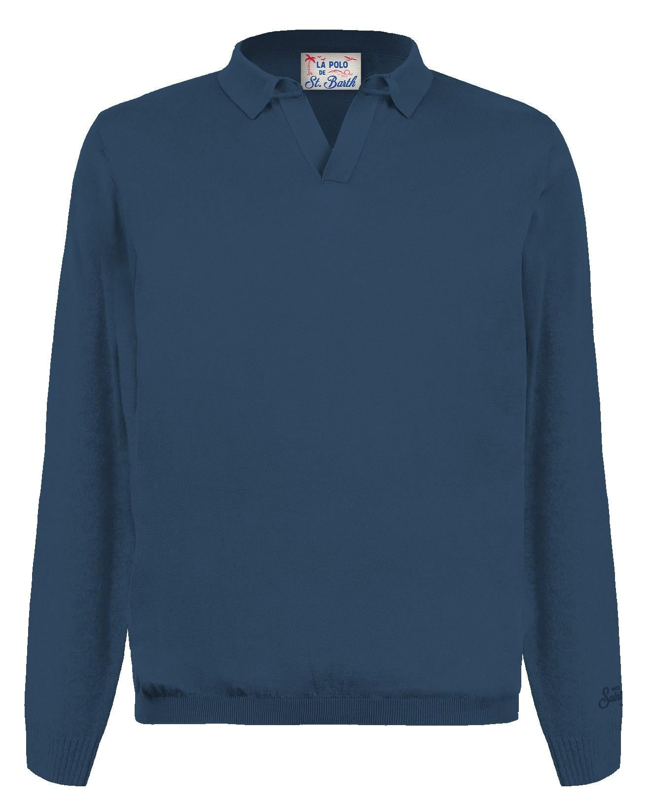 Polo Sloan in maglia manica lunga senza bottoni