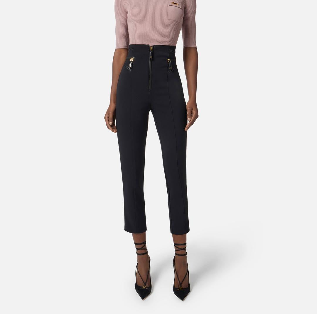 Pantaloni in crêpe con dettagli zip PA11956E2 110 ELISABETTA FRANCHI 
