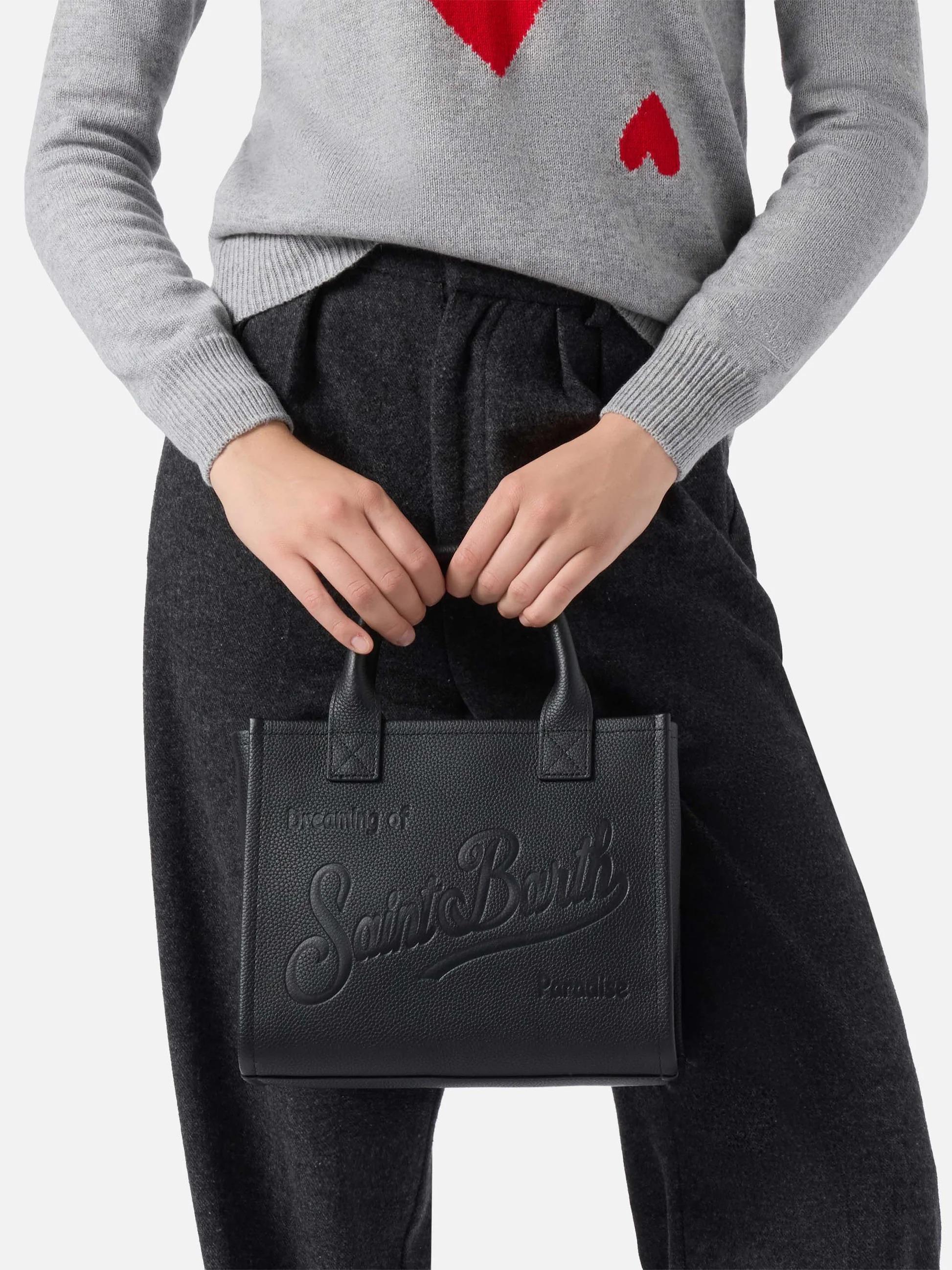 Borsa a spalla Vanity Bag Midi in pelle martellata nera VANMD001 00748I MC2 SAINT BARTH 