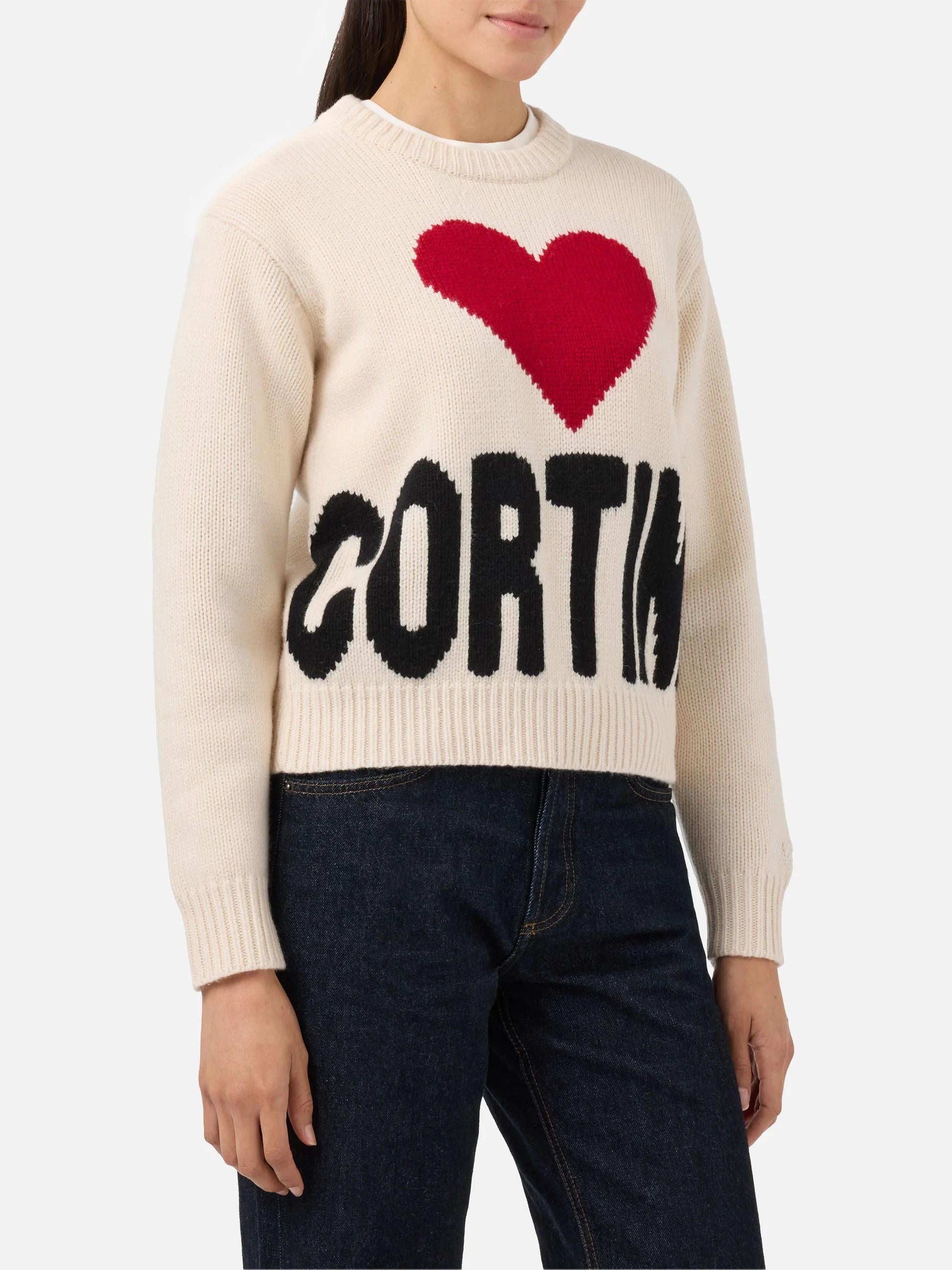 Maglione Kyla in lana bianco con jacquard Cortina<BR/> KYLA002 00442I MC2 SAINT BARTH 