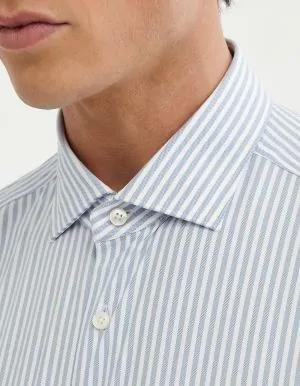 Camicia Collo francese piccolo Righe Armaturato Celeste
