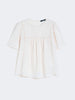 Top in tela di lino e jersey stretch - Ecru