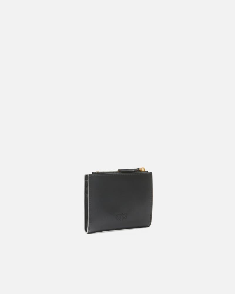 Portafoglio piccolo in pelle liscia con logo 103610A0F1 Z99Q PINKO 