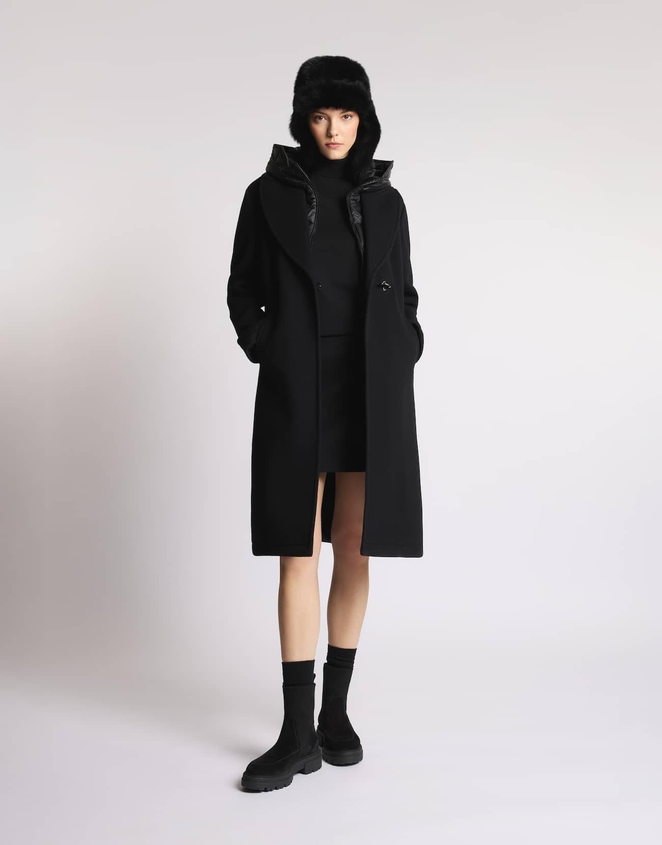 Cappotto Double Front in Lana e Cashmere<BR/> NAW59513820ZYC B999 FAY 