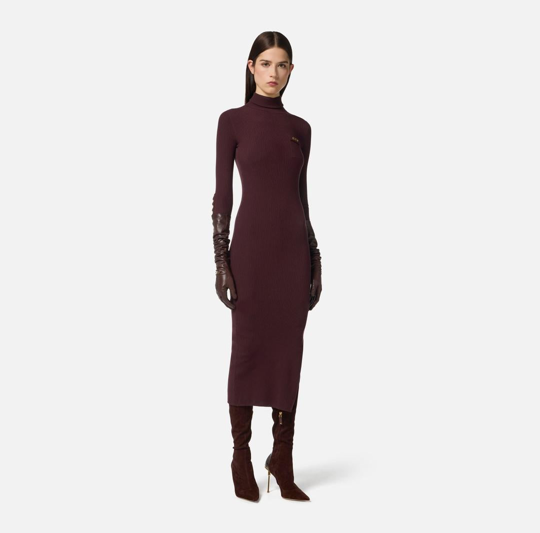 Abito in maglia a costine con taschino AM23B56E2 EA4 ELISABETTA FRANCHI 