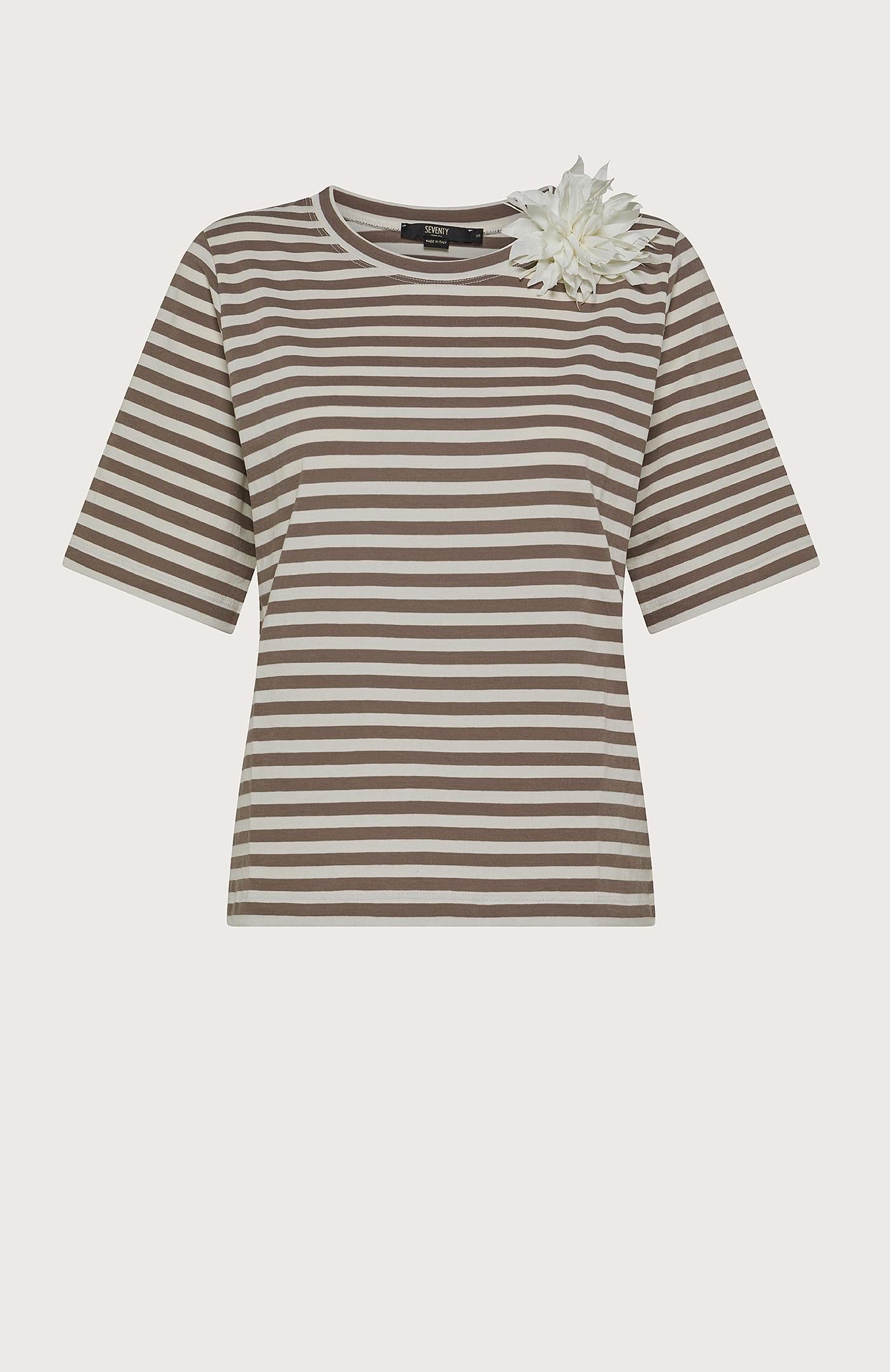 T-shirt donna in jersey di cotone a righe