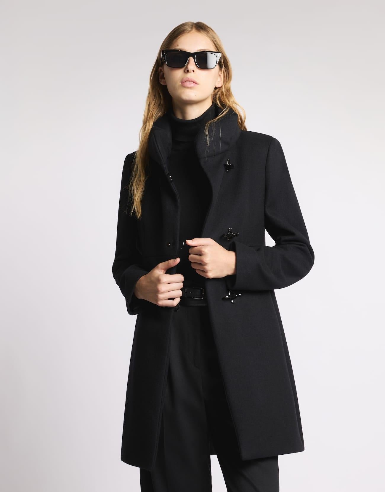 Romantic Coat in Panno di Lana<BR/> NAW5051Y050SGL B999 FAY 